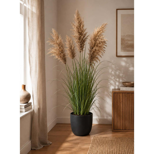 Deco plant met pampasgras 120cm in kunststof pot