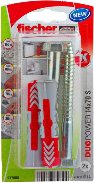 Fischer 537666 duopower 14 x 70 s k nv pluggenset 70 mm 14 mm 1 set(s)