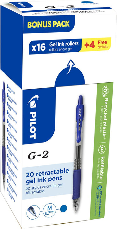 Pilot gelschrijver bl-g2-7 medium blauw 16+4 gratis