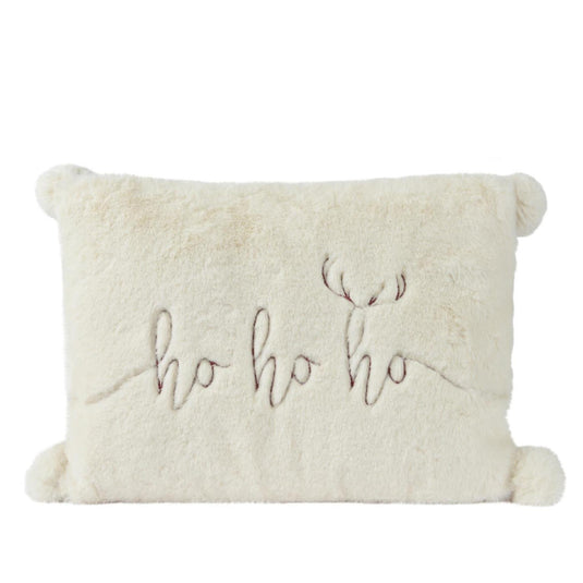 Decoris sierkussen met kerst print polyester wit 30x40cm
