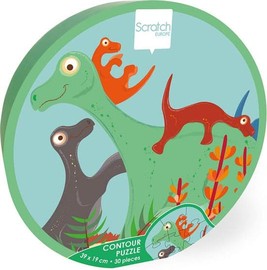Scratch contour puzzel - dino - 39x19cm - 30 stukjes - 3 jaar