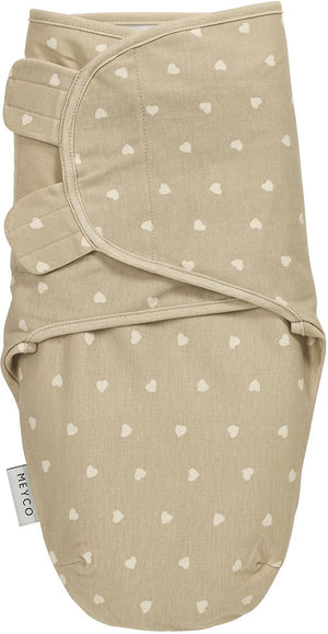 Meyco baby sweet heart swaddle inbakerdoek - sand soft sand - 0-3 maanden - 1.0 tog