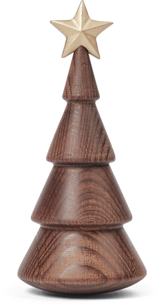 Spring copenhagen wooden figure tumbler the christmas tree gold star 83g h13.8xw6.0xl6.0cm (made in vietnam) speelgoedfiguur kinderen en volwassenen