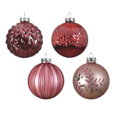Decoris kerstballen glas ã˜8cm doos a 12 stuks roze