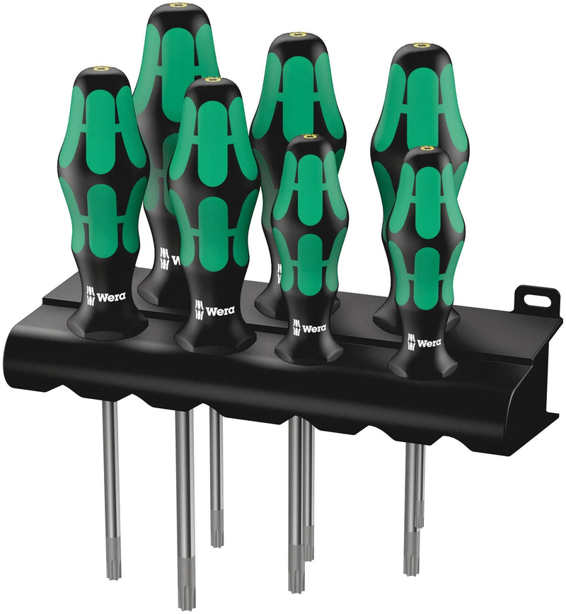 Afbeelding laden in galerijviewer, Wera 367 7 torx hf-schroevendraaierset kraftform plus + rek (zwart groen, 7-delig)
