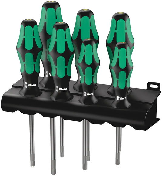Wera 367 7 torx hf-schroevendraaierset kraftform plus + rek (zwart groen, 7-delig)
