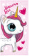 Lobbes badhanddoek unicorn microvezel roze 70x140 cm eenhoorn strand.