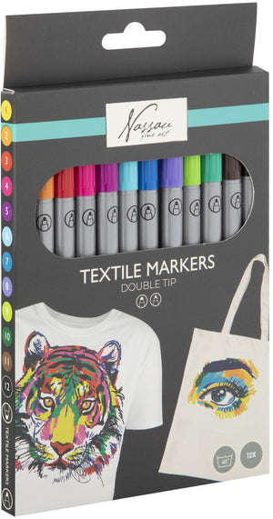Merkloos sans marque textiel markers | 2-zijdig | 12 stuks