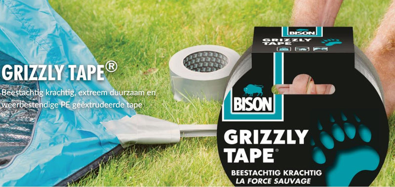 Afbeelding laden in galerijviewer, Bison grizzly tape zilver rol 10m x 5cm beestachtig krachtig
