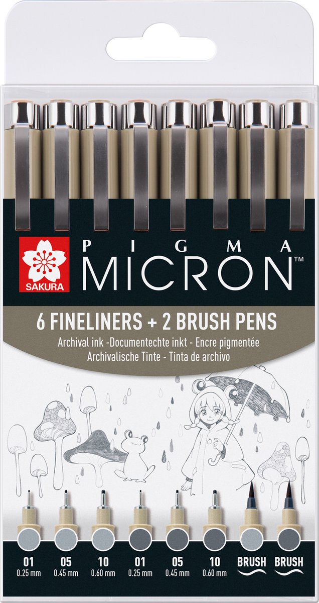 Afbeelding laden in galerijviewer, Sakura pigma micron fineliner set | 8 pennen, licht koelgrijs koelgrijs

