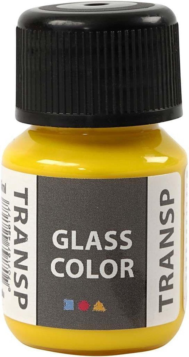 Afbeelding laden in galerijviewer, Creativ company glass color transparante verf - citroengeel, 30ml
