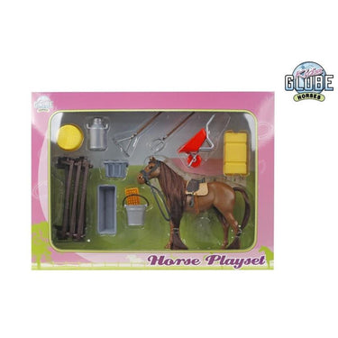 Kids globe speelset met paard 13cm en accessoires