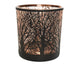 Decoris theelichthouder boom van glas zwart dia7,3x8cm