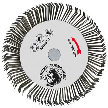 Kunzer stahldrahtrundbürste turbo igel round brush with mandrel m14 d=100mm steel