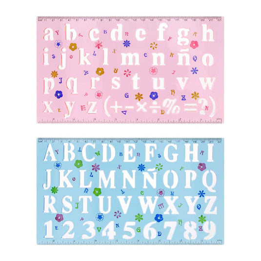 Plastic tekensjabloon cijfers letters