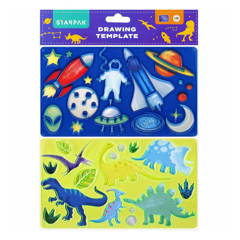 Afbeelding laden in galerijviewer, Tekensjabloon dinosaurussen, kosmos
