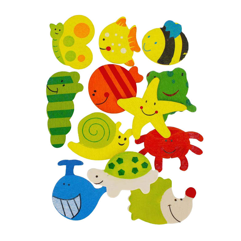 Afbeelding laden in galerijviewer, Houten magneet dieren 40mm, 12st.
