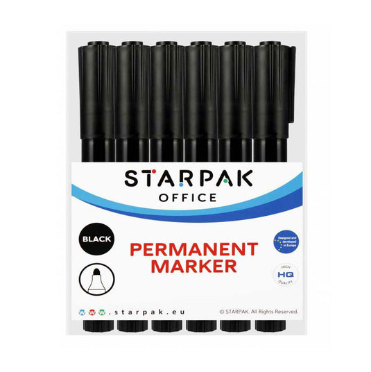 Permanent stift rond zwart, 12st.