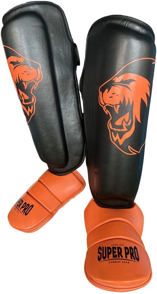Super pro combat gear scheenbeschermer nations holland kids pu zwart - oranje xxs