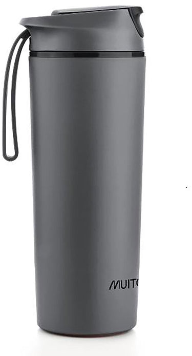 Muitomas never fall down waterfles - anti-val zuignapsysteem - antislipgreep - thermische constructie - 450ml - zwart