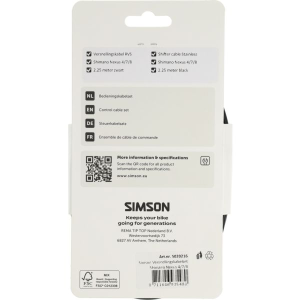 Afbeelding laden in galerijviewer, Rema tip top nederland b.v. versnellingskabelset simson nexus 4 7 8 rvs - zwart
