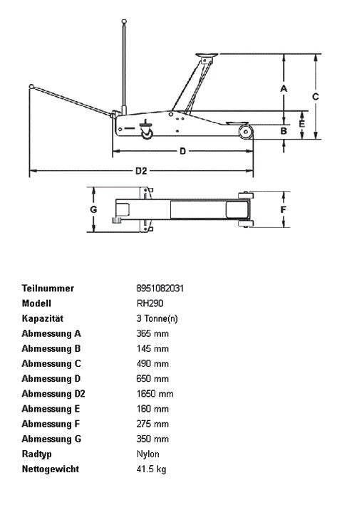Afbeelding laden in galerijviewer, Rc rodcraft trolley jack rh290 hydraulic shunting jack r carrying capacity 3.0t
