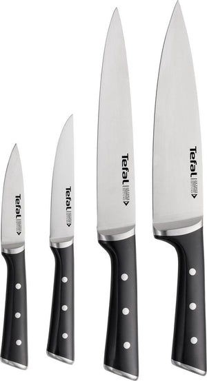 Tefal ice force k2324s74 - messenset - 4-delig - schilmes, koksmes, keukenmes en vleesmes - roestvrij staal - vaatwasserbestendig