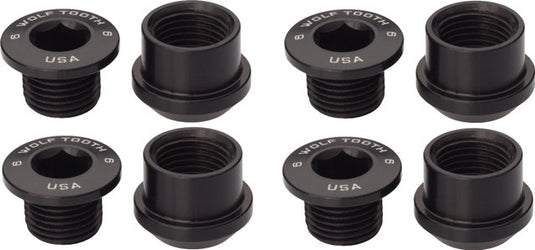 Wolf tooth components chain ring bolt set, 4-arm 6 mm