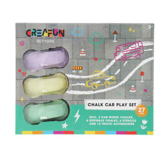 Afbeelding laden in galerijviewer, Creafun stoepkrijt auto's wegenset 3 stuks outdoor | 6 stuks

