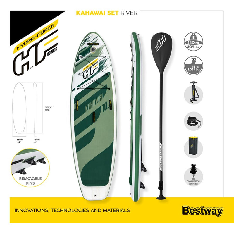 Afbeelding laden in galerijviewer, Bestway hydro-force kahawai sup peddelboard 310x86x15cm set incl peddel
