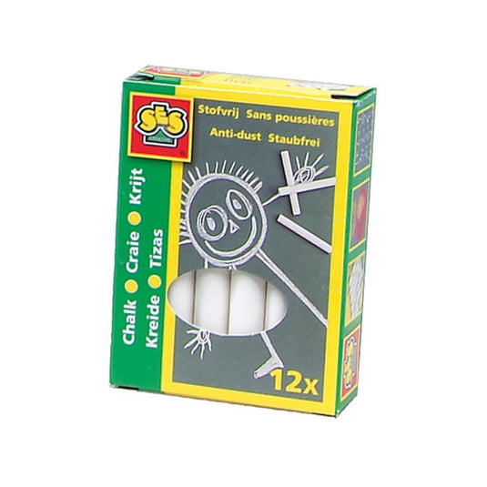 Ses schoolbordkrijt wit ã˜10mm pakje a 12 stuks