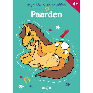De ballon mijn kleur- en prikblok: paarden