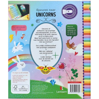 Afbeelding laden in galerijviewer, Lantaarn publishers speuren naar unicorns zoekboek met kartonnen zaklamp
