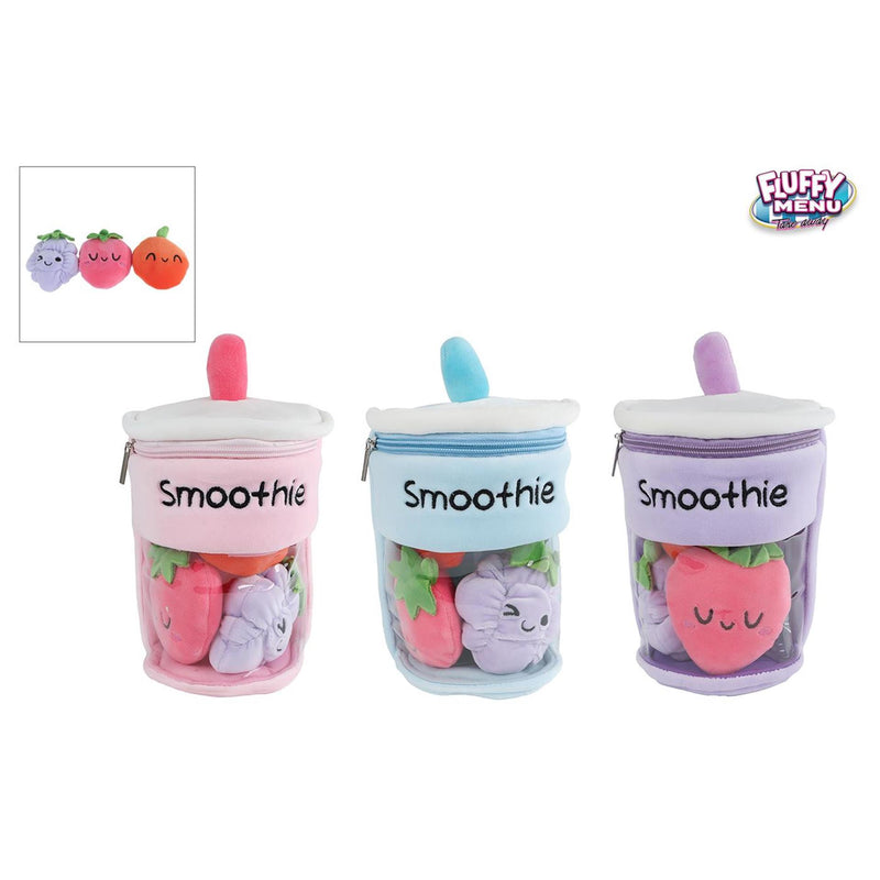 Afbeelding laden in galerijviewer, Fluffy menu pluche smoothie met 3 stuks fruit 25cm 3 assorti
