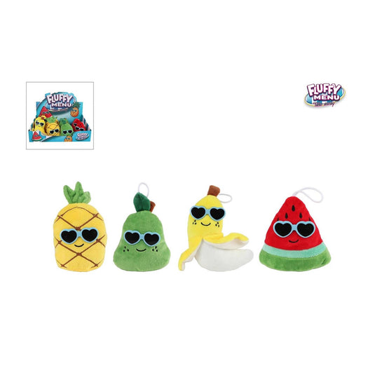 Fluffy menu fruit pluche met zonnebril 4ass 6cm