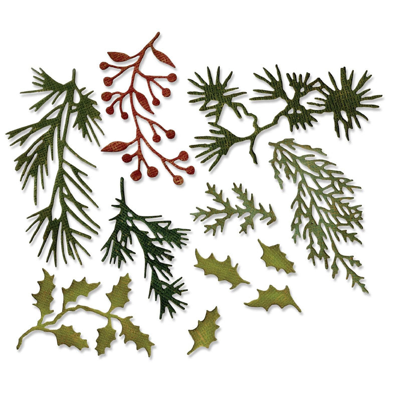 Afbeelding laden in galerijviewer, Sizzix • thinlits die set 11pcs holiday greens mini by tim holtz
