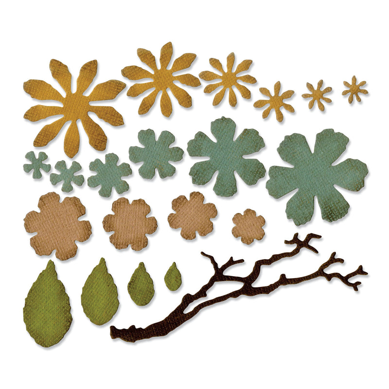 Afbeelding laden in galerijviewer, Sizzix • tim holtz thinlits die set small tattered floral 21pcs
