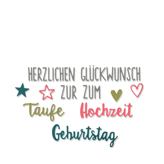 Sizzix • thinlits snijmal duitse tekst herzlich glückwunsch set x8