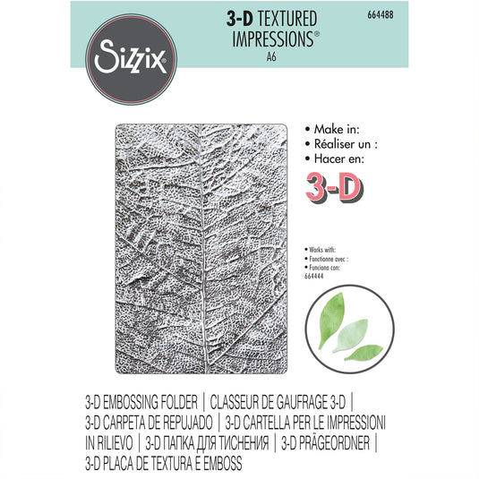 Sizzix • 3d textured impressions embossing folder leaf vein