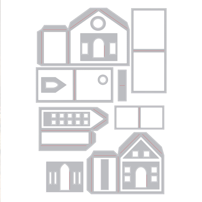 Afbeelding laden in galerijviewer, Sizzix • tim holtz thinlits die set paper village 16pcs
