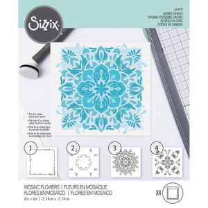 Sizzix • layered stencils mosaic flowers 4stuks