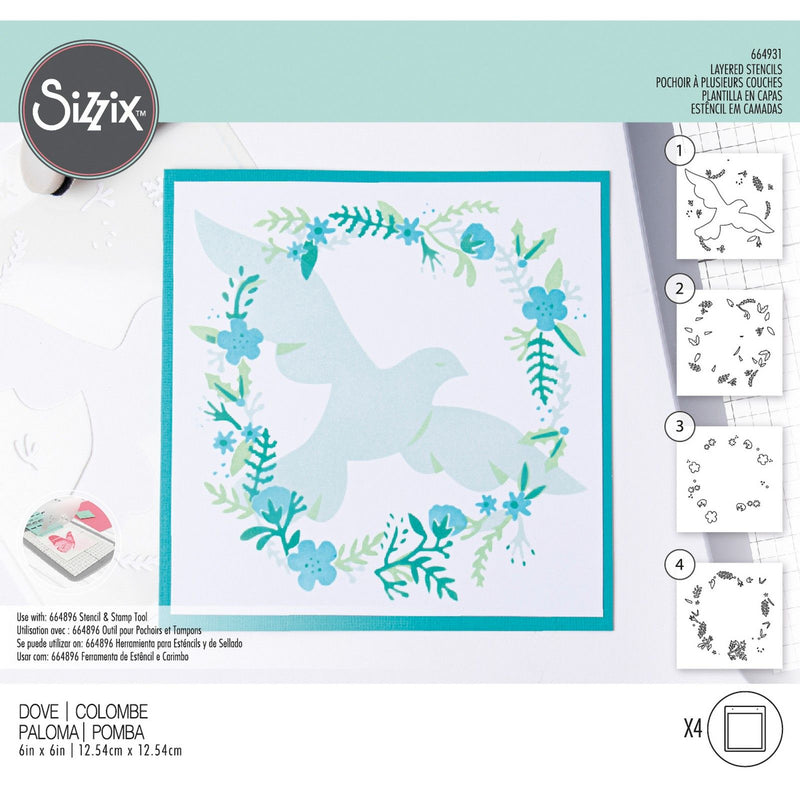 Afbeelding laden in galerijviewer, Sizzix • layered stencils dove 4stuks
