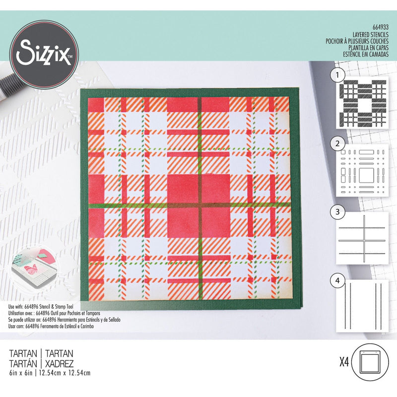 Afbeelding laden in galerijviewer, Sizzix • layered stencils tartan 4stuks
