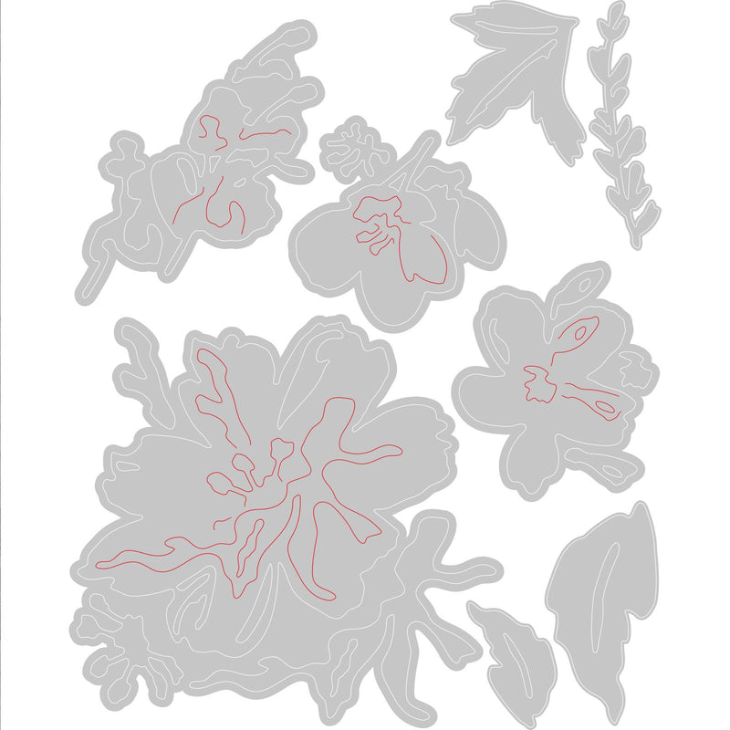 Afbeelding laden in galerijviewer, Sizzix • tim holtz thinlits die set brushstroke flowers #2 8pcs
