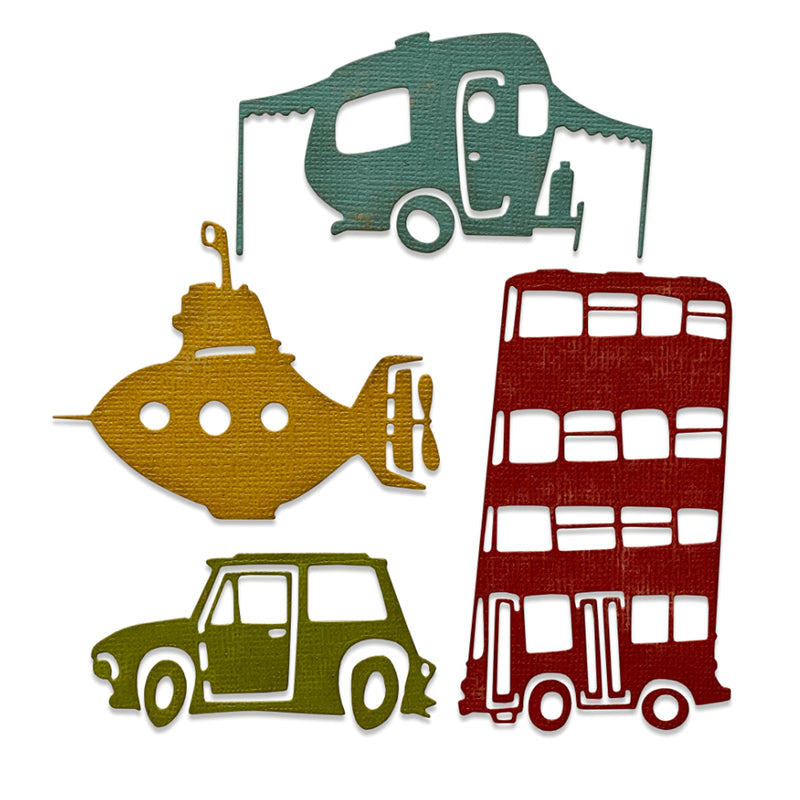 Afbeelding laden in galerijviewer, Sizzix • tim holtz thinlits die set wacky transport #1 4pcs
