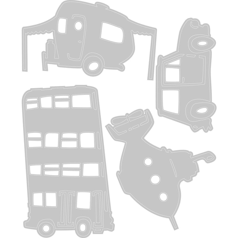 Afbeelding laden in galerijviewer, Sizzix • tim holtz thinlits die set wacky transport #1 4pcs
