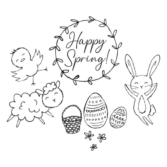 Sizzix • clear stamps set spring essentials 9stuks