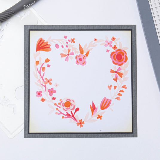 Sizzix • layered stencils heart wreath 4pieces