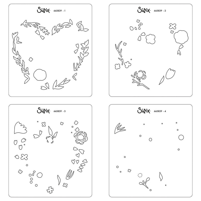 Afbeelding laden in galerijviewer, Sizzix • layered stencils heart wreath 4pieces
