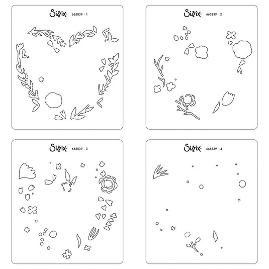 Sizzix • layered stencils heart wreath 4pieces